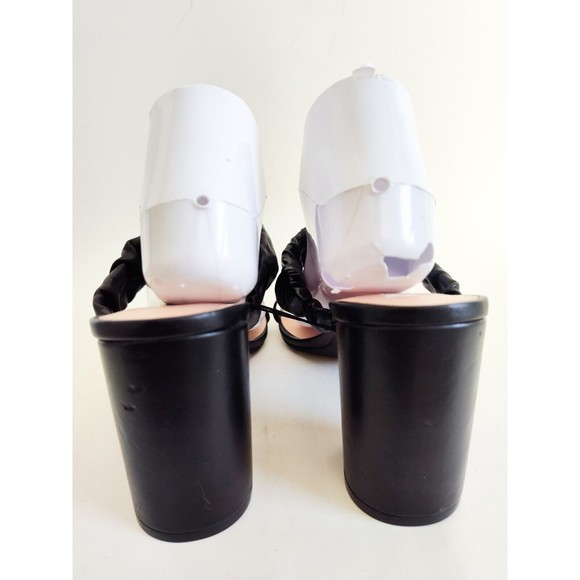 New Unisa Black Slip On Sandal Minimalist Vegan Faux Leather 3.5" Block Heel 11 - Picture 7 of 10